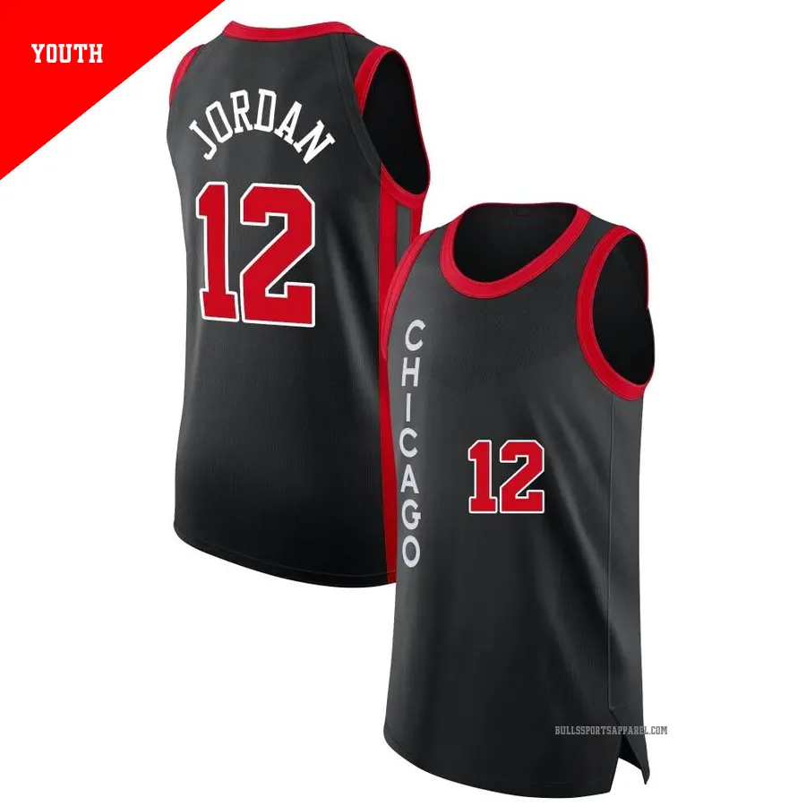 ＃12 Youth Michael Jordan Chicago Bulls 2023/24 Authentic Black City Edition Jersey