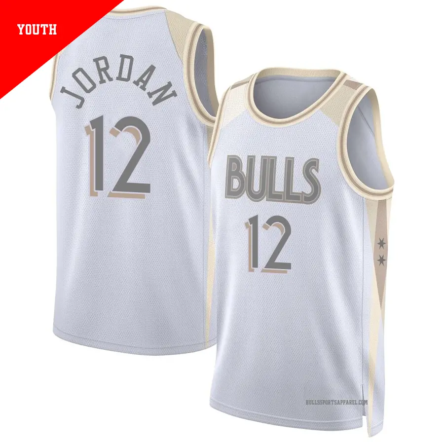 ＃12 Youth Michael Jordan Chicago Bulls 2024/25 Swingman White City Edition Jersey