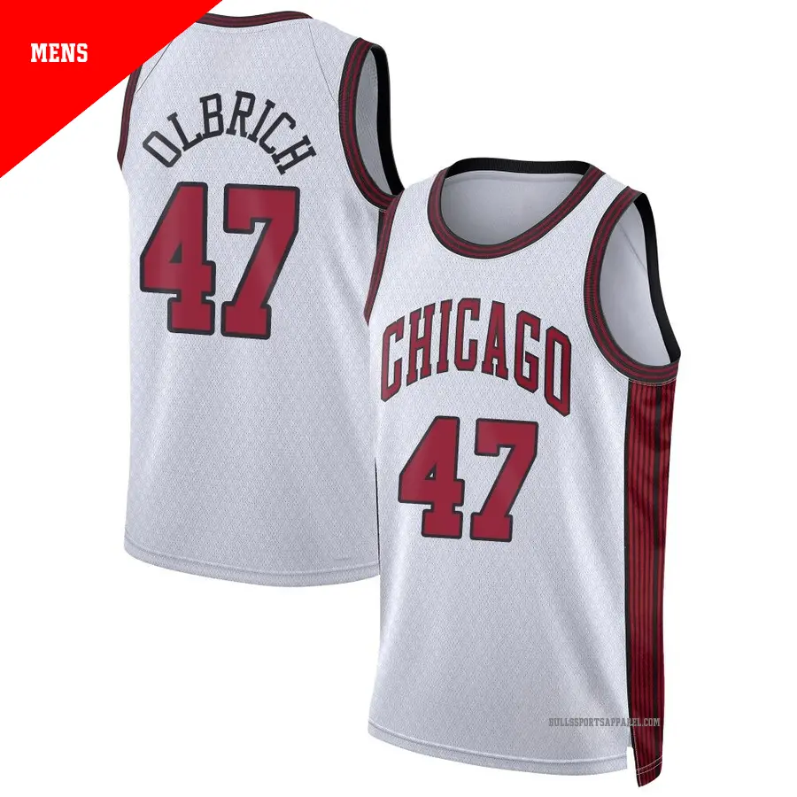 ＃47 Men's Lachlan Olbrich Chicago Bulls 2022/23 Swingman White City Edition Jersey