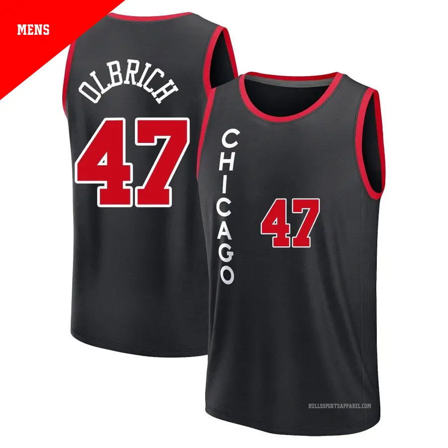 ＃47 Men's Lachlan Olbrich Chicago Bulls 2023/24 Fast Break Black City Edition Jersey