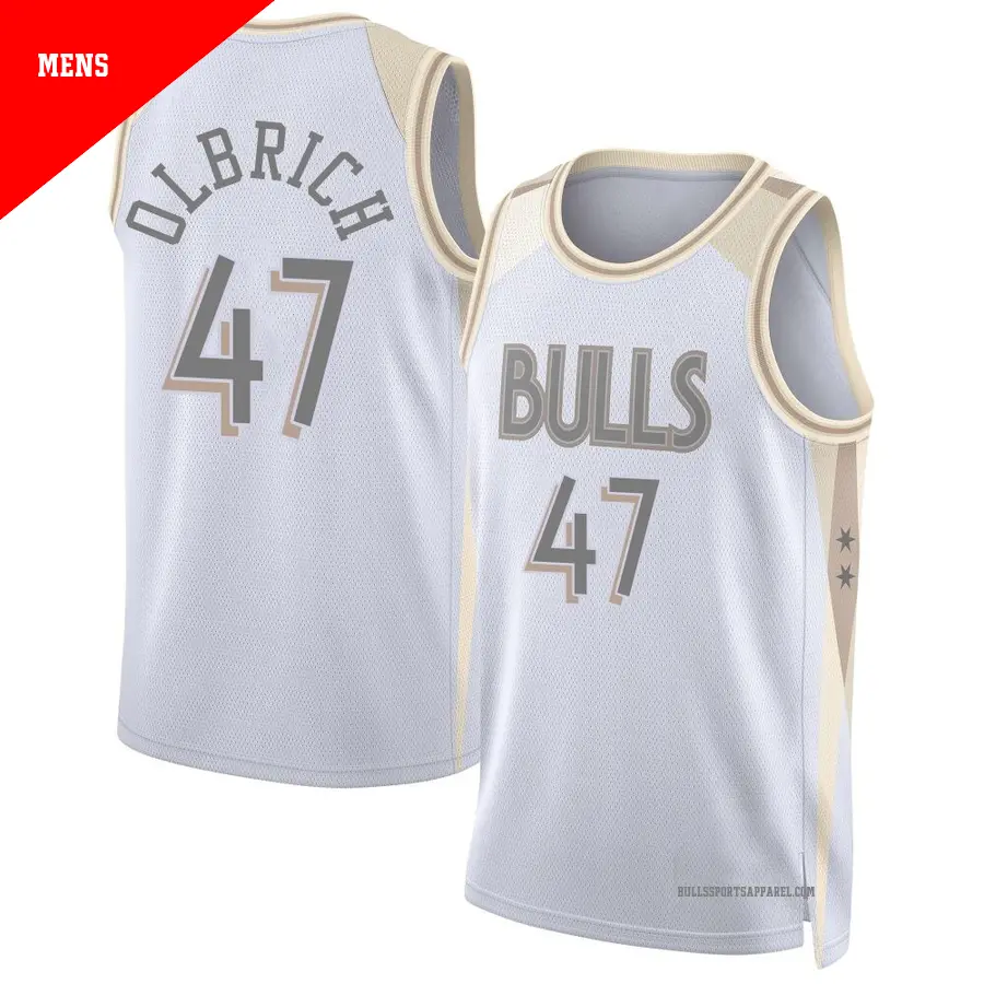 ＃47 Men's Lachlan Olbrich Chicago Bulls 2024/25 Swingman White City Edition Jersey