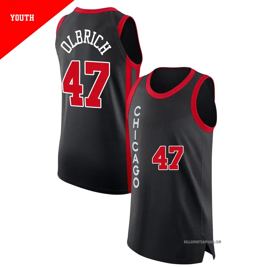 ＃47 Youth Lachlan Olbrich Chicago Bulls 2023/24 Authentic Black City Edition Jersey