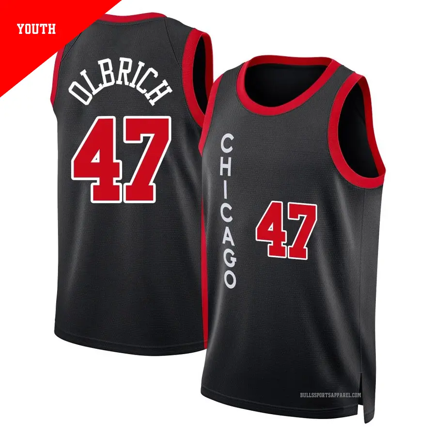 ＃47 Youth Lachlan Olbrich Chicago Bulls 2023/24 Swingman Black City Edition Jersey