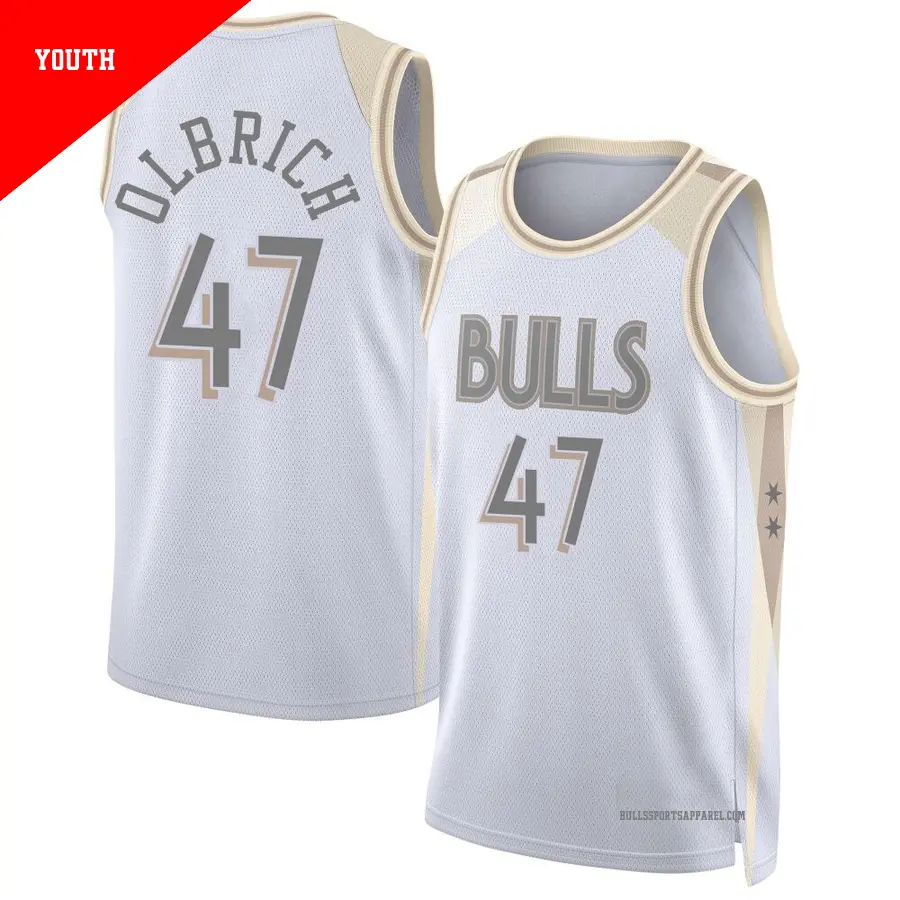 ＃47 Youth Lachlan Olbrich Chicago Bulls 2024/25 Swingman White City Edition Jersey