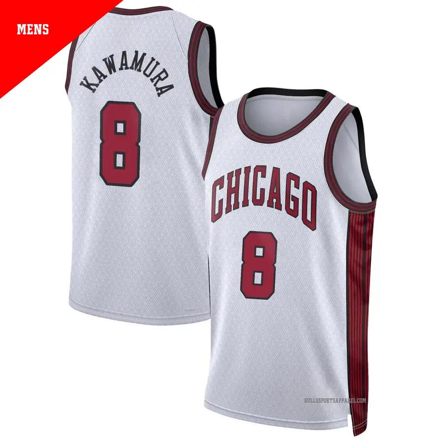 ＃8 Men's Yuki Kawamura Chicago Bulls 2022/23 Swingman White City Edition Jersey