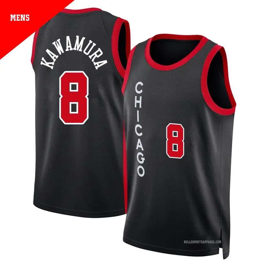 ＃8 Men's Yuki Kawamura Chicago Bulls 2023/24 Swingman Black City Edition Jersey