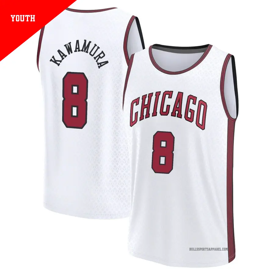 ＃8 Youth Yuki Kawamura Chicago Bulls 2022/23 Swingman White City Edition Jersey