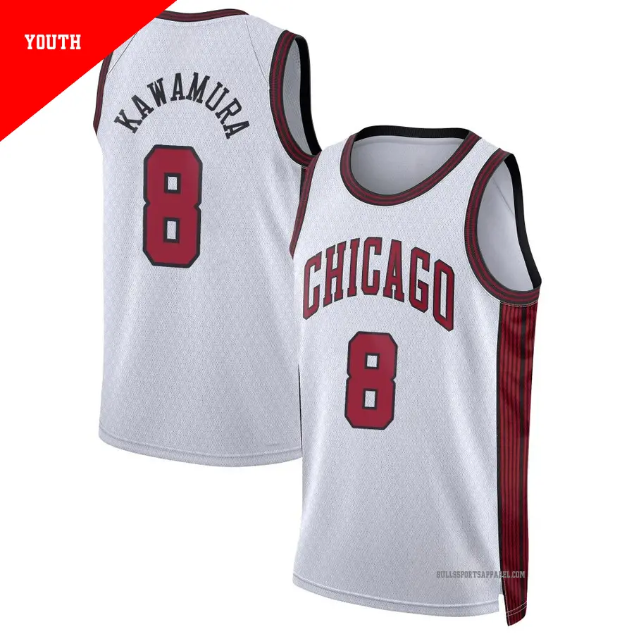 ＃8 Youth Yuki Kawamura Chicago Bulls 2022/23 Swingman White City Edition Jersey