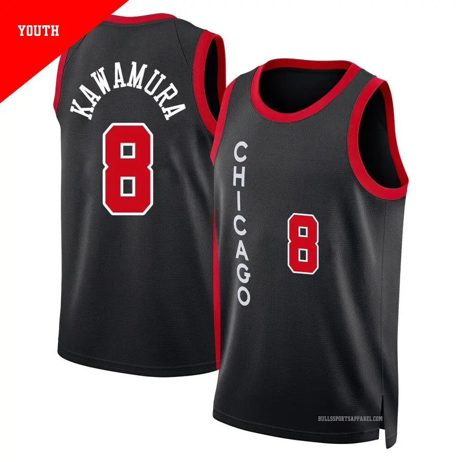 ＃8 Youth Yuki Kawamura Chicago Bulls 2023/24 Swingman Black City Edition Jersey